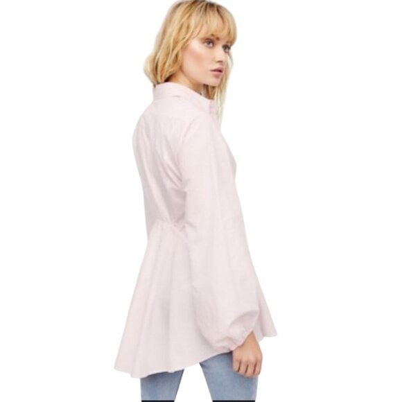 Free People Womens Peplum Blouse L Pink - Picture 4 of 9